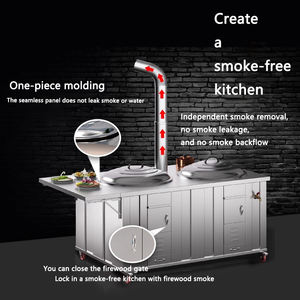 현대식 야외 더블 버너 장작 난로 플랫 바디 스테인레스 스틸 물 탱크 방수 다기능 요리 - Product Image 2