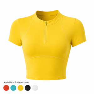 <span class=keywords><strong>Crop</strong></span> <span class=keywords><strong>Top</strong></span> Court et Ajusté Personnalisable d'Été à Taille Haute et Fermeture Éclair pour <span class=keywords><strong>Femme</strong></span> en Gros - Product Image 2