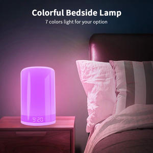Double <strong>Shade</strong> Desk Clock Sunrise Sunset Simulation Light Touch Lamp With RGB Lights 5 Alarm Sounds <strong>Snooze</strong> Function Wake up Light - Product Image 4