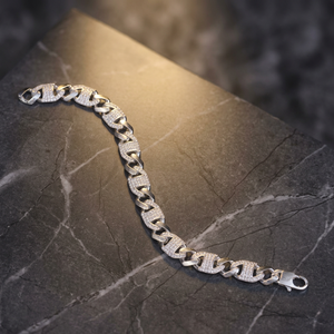 Pulsera de Eslabones de Plata Fina Chapada en Rodio Satva con Detalles Texturizados Brillantes para un Estilo Elegante y Unisex para Fiestas - Product Image 6