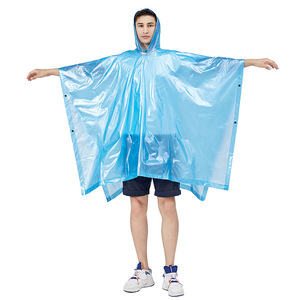 Poncho unisexe imperméable en PVC bleu perle One Heaven, sans col, taille naturelle, manches courtes, pour randonnée, cyclisme et activités de plein air, cape personnalisée - Product Image 4