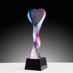 Trofi Kaca Baru <span class=keywords><strong>2026</strong></span>, Piala Penghargaan Kristal Berwarna-warni dengan Tiang Melengkung, Trofi Kolom K9 Mewah Custom dan Medali dengan Alas Hitam - Product Image 4