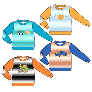 T-shirts personnalisés pour bébés garçons motif citrouille, vente en gros, vêtements pour enfants, boutique, usine, mode enfantine, frères, automne, vêtements pour tout-petits - Product Image 1