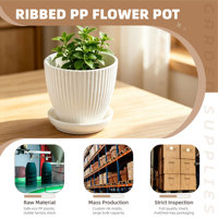 Pot de fleurs circulaire moderne en plastique PP de grande taille avec trous de drainage, durable, capacité de 2,89 L, modèle S-190, pour jardinage intérieur, usage domestique