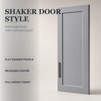Lemari Dapur Abu-abu dengan Keranjang Kawat yang Dapat Ditarik, Lemari Penyimpanan Tinggi Kustom dengan Pintu Shaker untuk Proyek Dapur Villa