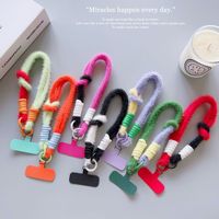 Nouvelle mode 2 en 1 mignon étui de téléphone en peluche coloré corde Anti-perte poignet téléphone portable lanière sangle