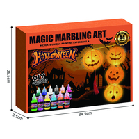 Kit d'art marbré magique pour Halloween, lanterne citrouille DIY, peinture à l'eau pour enfants