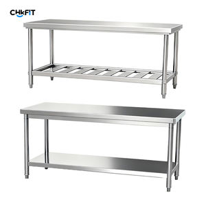 Table de travail de cuisine en acier inoxydable personnalisable CFT, équipement de cuisine pour hôtel et restaurant, poste de préparation alimentaire - Product Image 1