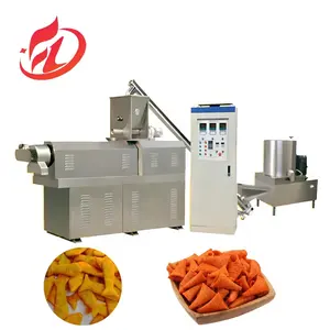 Fried Corn Chips Bugles Snack Food Extruder Machine Bugles Chips Frying Snacks Food Processing Line