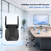 Penguat WiFi Rumah Dual Band, Ekstender Jaringan Nirkabel, Repeater 2100Mbps untuk Cakupan Seluruh Rumah, Smart TV, Laptop, Kantor