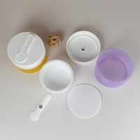 Pot cosmétique vide à double paroi en PP de 100g avec cuillère magnétique, pour crème visage et corps, exfoliant, avec bouchon en plastique, soin de la peau, blanc