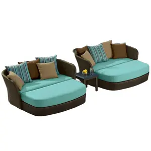 Sofá de mimbre de lujo para jardín, muebles de exterior, Chaise Lounge