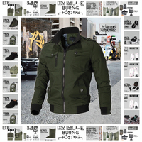 Blouson Homme Printemps-Automne 2025 Col Montant Style Coréen Coupe-Vent Écologique avec Fermeture Éclair et Poches Avant Coupe Slim