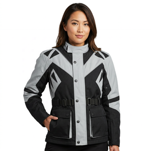 Chaqueta de Motocicleta para Hombre, Transpirable, Resistente al Viento, con Bloques de Color, Manga Larga, 160g, Equipo de Invierno para Motociclismo, Negro Gris - Product Image 1