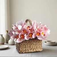 Bouquet d'orchidées en soie 3D réaliste en relief, fleurs artificielles de Cymbidium, style naturel, décoration de mariage, de maison ou de bureau