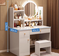 Table de toilette avec lumière led miroir de maquillage luxe coiffeuse commode pour chambre bureau spacieux
