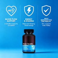Gummies Santé Masculine L-Citrulline Maca Ginseng Zinc B6 B12 Énergie Endurance Circulation Sanguine Vitalité Santé Reproductive Hommes 60 gommes