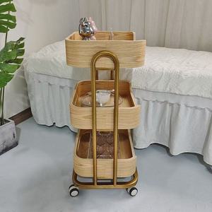 Modern Barber Nail Salon Makeup Hairdressing Storage <b>Rolling</b> <b>Tool</b> Wooden Trolley - Product Image 6