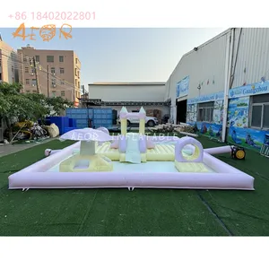 Children's Pink Inflatable Bounce House With Water Pools For Summer Inflatable Soft Play Water Games