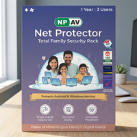 Pack de sécurité familial Net Protector Total, licence d'activation numérique d'un logiciel antivirus pour 3 utilisateurs pendant 1 an, pour appareils PC