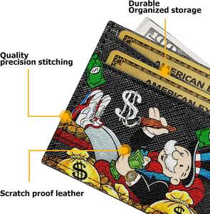 גברים התאחדו מונופול פה קריקטורה ארנק אופנה עור טבעוני מחזיק כרטיס אשראי גברים אות pu נשים אות pu - Product Image 2