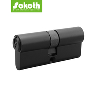 Sokoth Cylindre de porte à double ouverture noir mat chromé brillant 70 mm en aluminium ANSI Grade 2 Garantie 5 ans Style moderne 5
