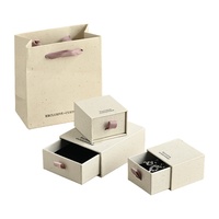 Boîte à bijoux en papier/carton recyclé de luxe léger avec tiroir pour bagues, colliers et bracelets