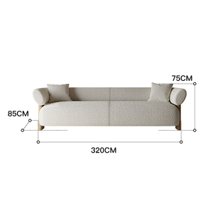 Maxky canapé italien salon crème Style meubles de maison en ligne petit appartement canapé français agneau velours bois massif grand canapé - Product Image 6