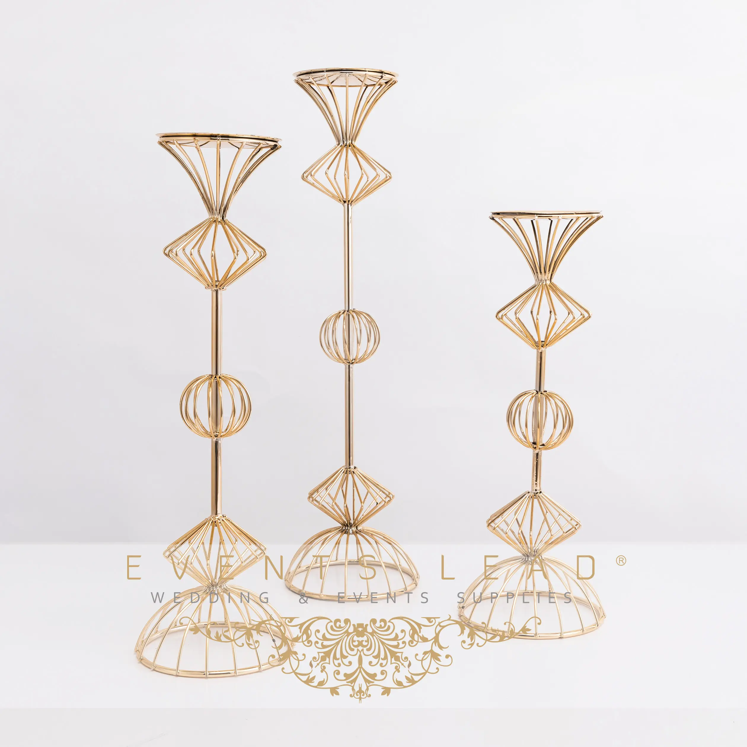 Hoge Kwaliteit Bruiloft Decoratie Elegante Luxe Golden Scipio Middelpunt Voor Bruiloft Evenementen Tafel Centerpieces