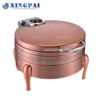 XINGPAI Restaurant Hôtel Fournitures Moderne De Luxe En Acier Inoxydable Cuivre En Acier Inoxydable Cheffing Plats Ensemble De Réchauffeur De Nourriture à Vendre