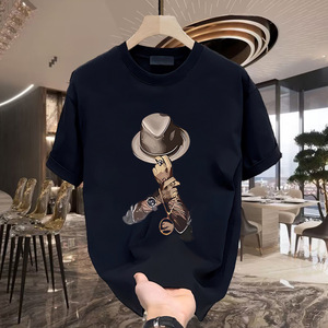 100% algodón sólido anti-pilling versátil Camiseta de manga corta hombres 2025 nuevo verano marca de moda nicho High Street estilo americano - Product Image 2