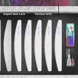 Lime à ongles double face en émeri, grain 100/180, bloc de ponçage zèbre lavable, coupe-ongles pour manucure et soin des ongles - Product Image 2