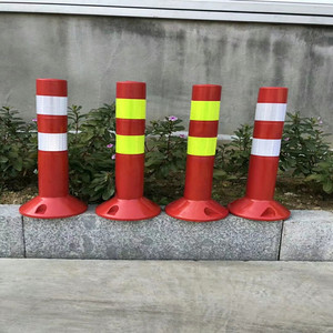 Pu Warning Post 75cm Red Yellow Elastic 360 Degree Recovery Ground <b>Mount</b> Traffic Divider - Product Image 3