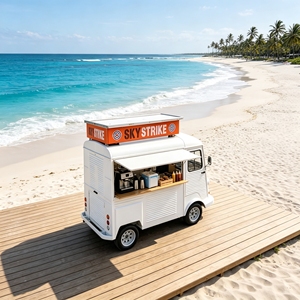 Camión de Comida con Puerta Tipo Ala de Gaviota, Remolque de Estilo Clásico Vintage, Carrito de Comida Móvil Estilo Citroën, Camión de Comida Eléctrico de 3.0m - Product Image 4