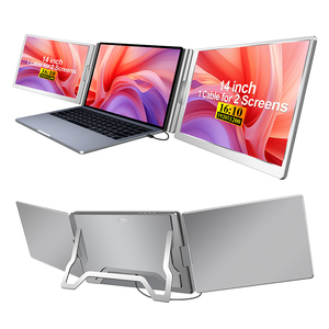 Pantallas plegables IPS de 14 pulgadas, 1200P, soporte ajustable retráctil, 1 Cable, 2 pantallas, Monitor de pantalla dual portátil para portátiles - Product Image 1