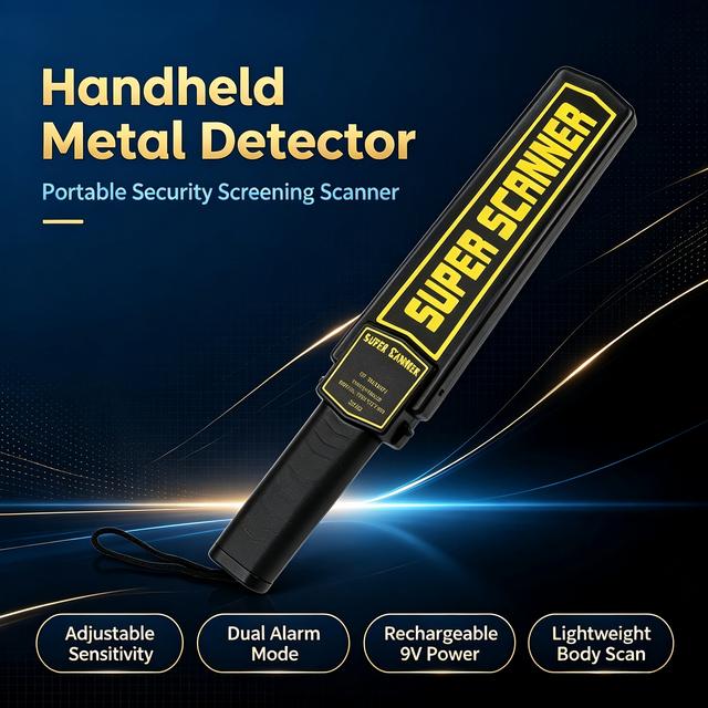 Handheld Metal Detector Portable Security Screening Wand Adjustable Sensitivity Rechargeable Battery Multi-Alarm Security Body