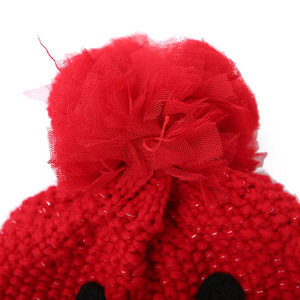 Chunky Knitted Beanie With Pom Pom Warm Winter Hat For Women Navy Blue Cotton Cute Style - Product Image 3