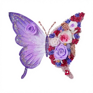 Caja <span class=keywords><strong>de</strong></span> Sombra con Rosa Real Preservada y Mariposa, 31*31cm, Arte Mural 3D Hecho a Mano con Flor Eterna, Único para Cumpleaños y Aniversarios, Morado - Product Image 2
