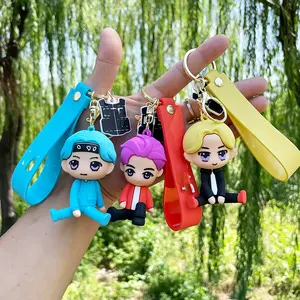 Niedriger Preis Anime Werbe Bangtan Boys 3D Cartoon Charakter PVC Schlüssel anhänger