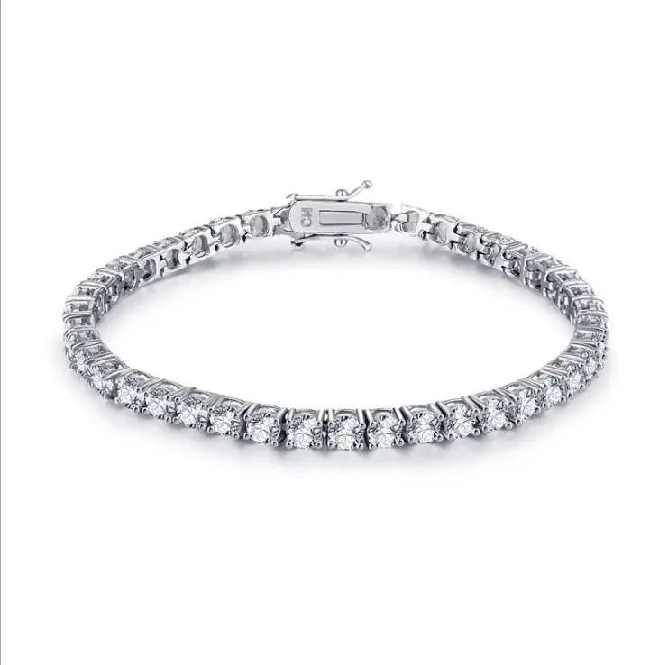 Jóias de luxo 925 prata esterlina 3mm rodada 3A zircão cúbico CZ tennis bracelet tennis bracelet para mulher