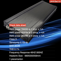 Amplificateur de subwoofer de voiture Korea Board 7K, RMS 7000W, 1 Ohm Max Stable, 1 canal, SPL, basses puissantes, monobloc, amplificateur de voiture classe D