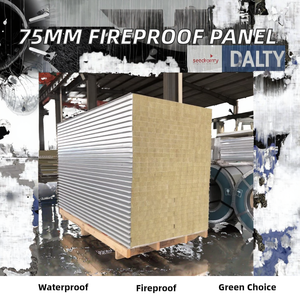 100mm chất lượng cao chống cháy Kim Loại Đá len Tấm bánh <span class=keywords><strong>sandwich</strong></span> cho kho lợp và cách nhiệt tường trong các dự án kỹ thuật - Product Image 2