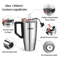 Gobelet isotherme sous vide en acier inoxydable 18/8 à double paroi, sans BPA, avec paille et couvercle, pour sublimation, maintien au chaud 6-12 heures