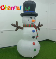 Bonhomme de neige gonflable classique avec chapeau haut-de-forme, bras gonflables, écharpe rayée et lumière LED pour décoration de jardin de Noël