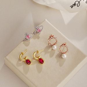 Dylam Best Valentine Days Gift Tiny Hypoallergenic S925 <b>Silver</b> Heart Shape Planet Star 5A Zirconia <b>Stud</b> <b>Earrings</b> - Product Image 6