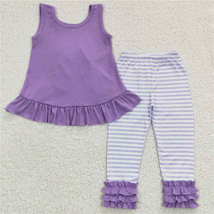 Conjunto de Ropa Casual para Bebé Niña, Ecológico, con Blusa sin Espalda con Lazo y Pantalones con Volantes a Rayas - Product Image 5