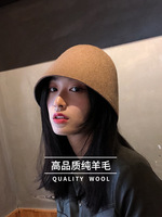 Chapeau Bob en Pure Laine Style Japonais Couleur Unie Surdimensionné à Couronne Profonde Décontracté Chapeau de Pêcheur Hiver Chaud Grande Taille Tendance