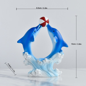 Escultura pintada a mano de resina de delfín marino de estilo <span class=keywords><strong>Mediterráneo</strong></span> ecológico decoración del hogar adorno de escritorio - Product Image 6