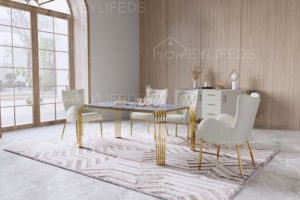 Sang Trọng Bằng Đá Cẩm Thạch Hàng Đầu Hiện Đại Đơn Giản Thép Không Gỉ Titan Vàng Cao cấp Ý Loại Căn Hộ Đồ Nội Thất Bàn Ăn Đặt - Product Image 5