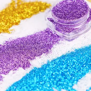 24 Warna Grosir Glitter Halus PET Glitter Poliester Tahan Larutan Gel Poles Glitter